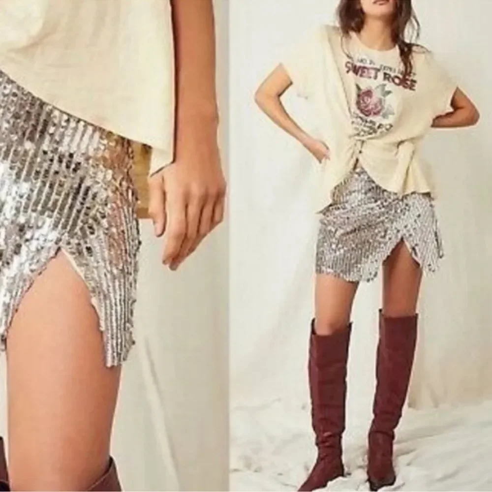 Free People Seashell Sequin Mini Skirt size 2